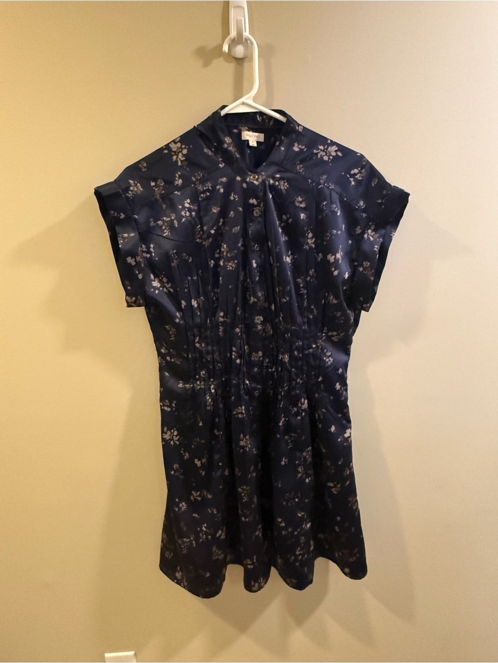 Pilcro Navy Floral Button Down Dress